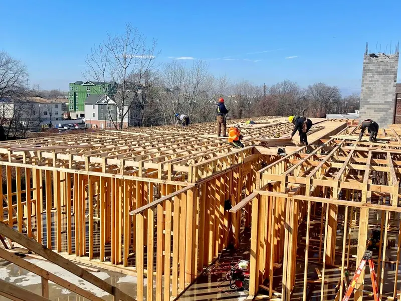 Golden Hammer Construction framing work on a multi-unit residential project